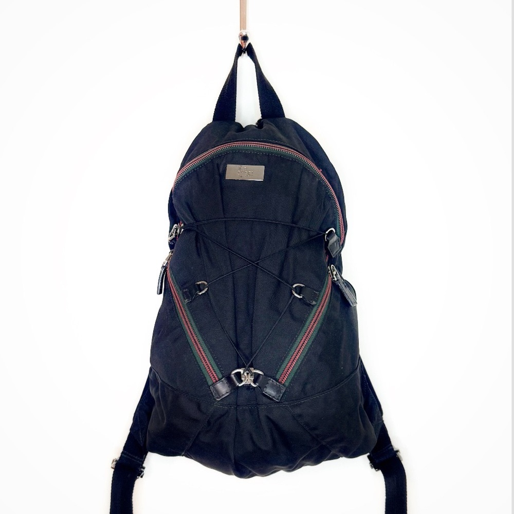 VINTAGE GUCCI Black Canvas Backpack